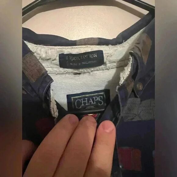 Rare Vintage Chaps x Polo Ralph Lauren Chaps All Over Print Button Down Navy - Picture 3 of 7